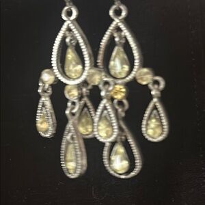 Elegant Silver and Yellow Teardrop Earrings